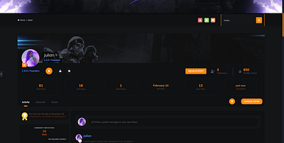 IPS 4.3 Theme [Template] for gaming dark design designer game gaming gaming website invision modern new photoshop profile stats webdesign