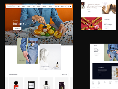 Crème de la Crème Parfumerie / Redesign branding clean clean ui design ecommerce editorial fashion grid layout light interface minimal clean design perfume typography ui uiux whitespace