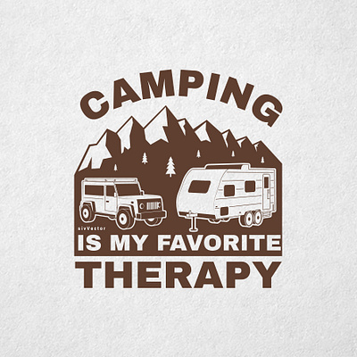 Camping is my favorite therapy adventure badge camper camping design mountain outdoor patch rv trailer vector