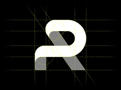 R 2d branding design flat graphic grid icon letter letterform logo logotype mark minimalistic monogram negative space r sign simple symbol vector