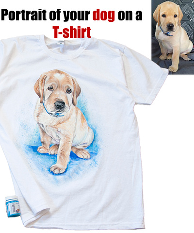 portrait of your dog on a T-shirt design drawing fashion hand painted handmade illustration paint painting style wear