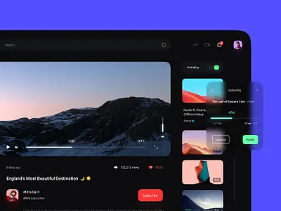 Video Sharing Concept 📹 black blur clean dark dark theme dark ui film minimal nature redesign site ui ux video web web design website youtube youtube redesign youtuber