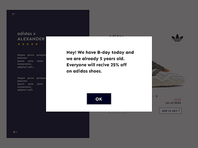 Pop-Up / Overlay adidas design overlay pop up sale shop ui ux