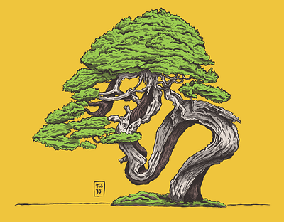 Bon One bonsai digital illustration illustration ipad pro nature print printmaking procreate tree