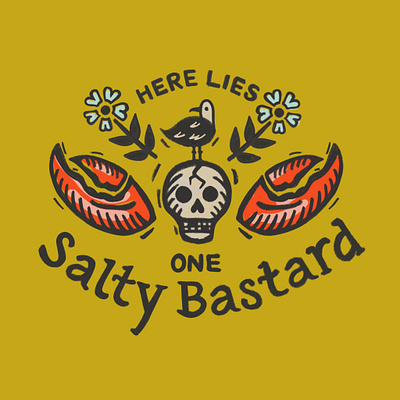 Salty Bastard design graphic illustration lobster logo maine