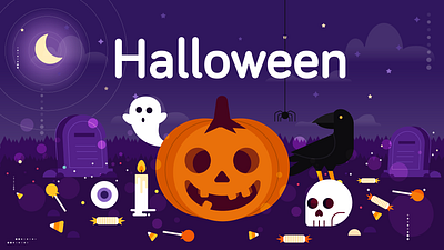 Halloween aftereffects animación animation candy crow design eye flat graveyard halloween illustration illustrator mexico moview skull