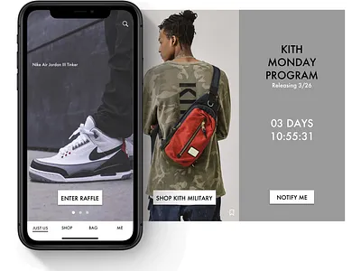 KITH Mobile Design - Hero Carousel app branding commerce design fashion flinto new york omnichannel retail shopping app streetwear ui ux