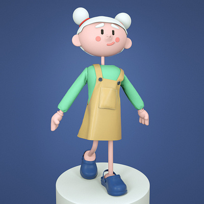 cute girl character 3d 3d art avatar character cinema4d design marvelous designer octane poster design