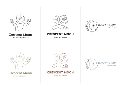 Crescent Moon Body Wellness - Logo Concepts brand identity british columbia flowers healthcare illustration logo massage therapy moon nature plants stars vancouver wellness wellness logo