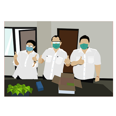 Employees - Flat Illustration 2d covid protocol design employees flat flat design flat illustration illustration office worker simple illustration vector vector art