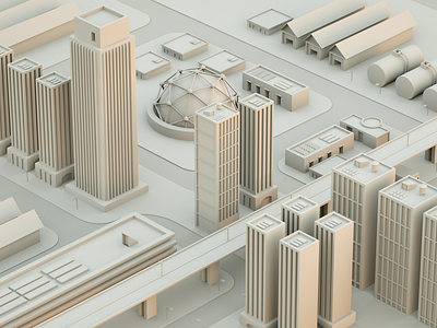 city model 3d art c4d city model