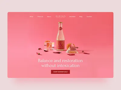 Aurora Elixir Website Redesign beverage clean clean design clean ui design drink drinks elixir pink ui ux web web design webdesign website website design wine