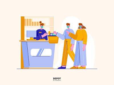 Shopping flat illustration mall market payment shopping store