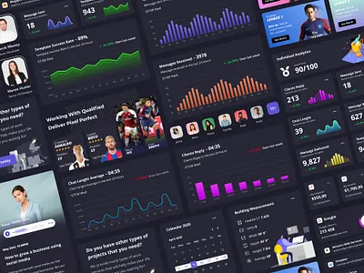 Component For App and Web Design component design component library dark theme design flat minimal ui ux