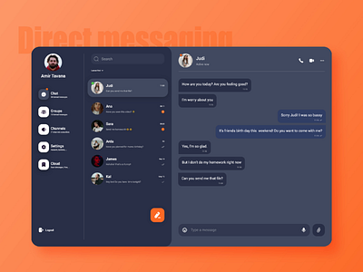 Desktop messaging - UI Design 013 adobe xd app challenge 013 chat contact daily ui daily ui challenge daily ui challenge 013 design direct massage direct messaging tablet ui ux video call voice call