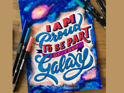 Galaxy illustration lettering script