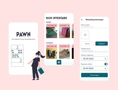 PAWN - Digital inventory & reminders adobexd inventory mobile app pawn reminder ux design