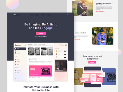 Landing Page - Backstories app color dashboad desktop gradient home kit landing log in minimal mobile social ui ui kit ux web web design webdesign website workout