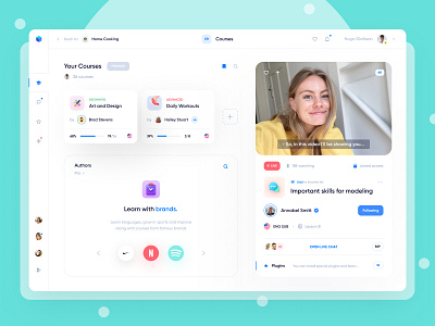 Learning Courses Dashboard app clean courses dashboard design education interface learning minimal saas social teach ui user experience user interface ux video web webdesign website