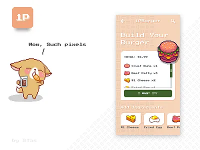 Burger Builder app mobile pixel pixel art pixelart