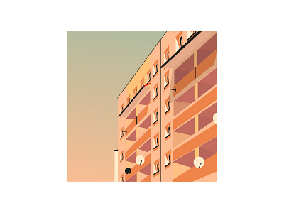 Summer Illustration - Blocks abstract architecture art branding color colorful composition detail digital digital art geometry illustration illustrator poster print sky summertime vectorart warm windows