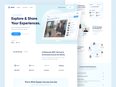 Sipejar - Landing Page blue branding clean conference course design designer education elearning interface design landing page learning platform minimal skill ui uidesign ux uxdesign web design website