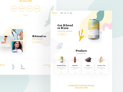 bloved app cannabis clean design desktop drink green hemp home homepage landing layout page pink shop subtl visux web website yellow