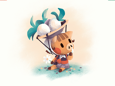 Daisy Mae acnh animal crossing daisy mae fanart illustration pig procreate turnips