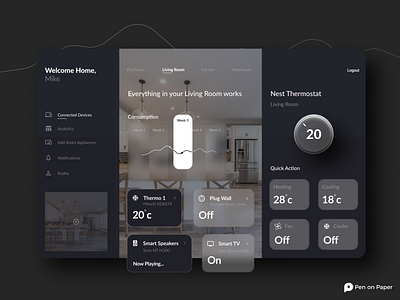 Smart Home UIkit dashboad design devices figma homekit livingroom penonpaper smarthome smarttv thermostate ui ui design ui ux uidesign