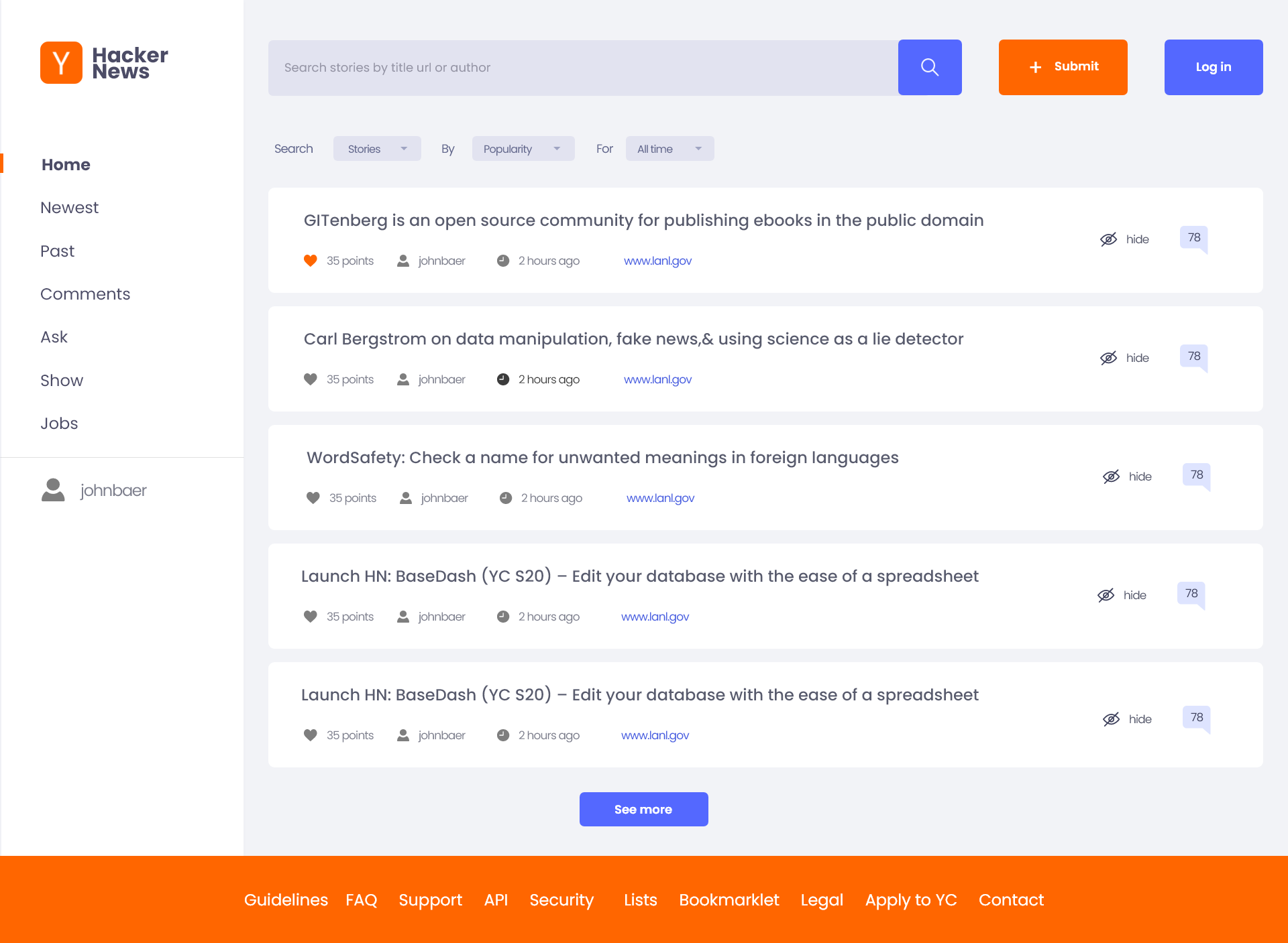 Example of Hacker news redesign