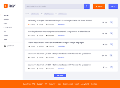 Hacker news redesign challenge clean colour icon minimal responsive typography ui ux web