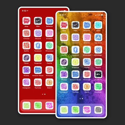 iOS 14 Hand-drawn Painted Background Icons art design icon illustration ios ios app design ios14homescreen ios14icons ios14iconspack ios14widgets logo mobile app uidesign