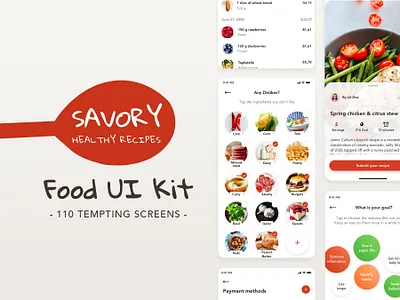 Savory - Healthy Recipes & Shopping List clean clean ui food app food app ui food design food illustration food recipes ui food ui ios food app logo mobile food mobile food app ux vector