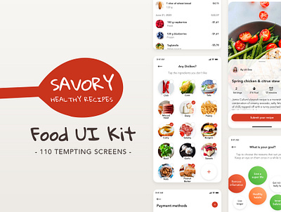 Savory - Healthy Recipes & Shopping List clean clean ui food app food app ui food design food illustration food recipes ui food ui ios food app logo mobile food mobile food app ux vector