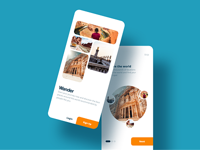 Wander - Travel Discovery App app design flat ios minimal sketch travel ui ux