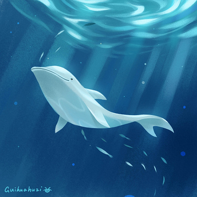 Dolphin blue illustration simple