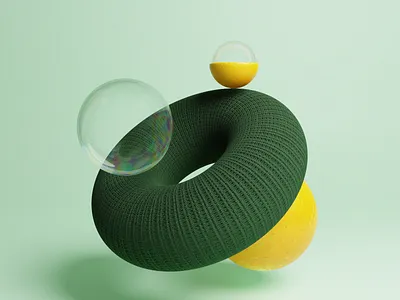 Wool bubbles 3d 3d art 3d design 3d illustration blender bubbles orange wool