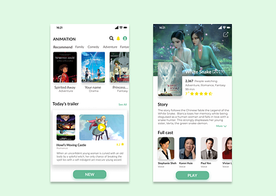 Animation movie app animation app design typography ui