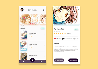 Manga Reader app app design design manga mangaart minimal typography ui