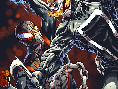 Spidey VS Ghost Rider comicart ghostrider marvel marvelcomics spiderman spidey