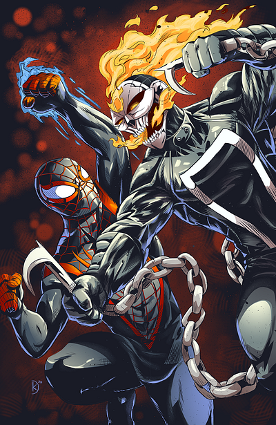 Spidey VS Ghost Rider comicart ghostrider marvel marvelcomics spiderman spidey