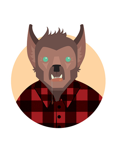 Wolfman animal cozy cute design digital art drool fall flannel halloween hand drawn illustration kawaii monster munster portrait silly spooky werewolf wolfman