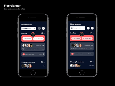 Floorplanner for VI Company at work attendees colleagues covid datepicker design figma floorplanner in the office low code low code mobile webdesign