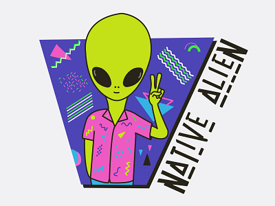 NATIVE ALIEN 90s area 51 extraterrestrial memphis design memphis style native rad