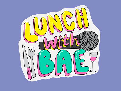 lunch with bae 90s food illustration foodie lunch rad sticker sticker art sticker design