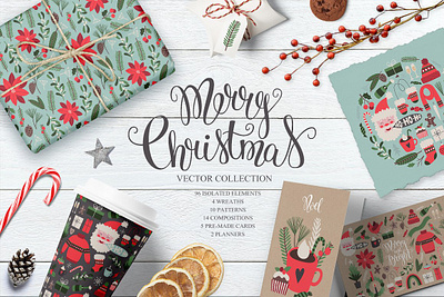 Merry Christmas Vector set asset assets christmas compositions design floral floral wreath flowers graphic aset graphic assets graphics graphics assets graphics collection greeting card illustration merry christmas paatterns pattern seamless pattern vector