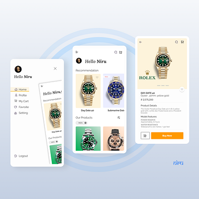 Watch Shop App app branding dribbble ecommerce figma niranjan rolex uidesign ux