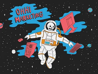 OHHI MARKETING astronaut dead astronaut deep space illustration marketing planets skull space spaceman