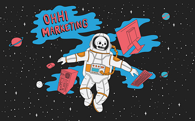 OHHI MARKETING astronaut dead astronaut deep space illustration marketing planets skull space spaceman