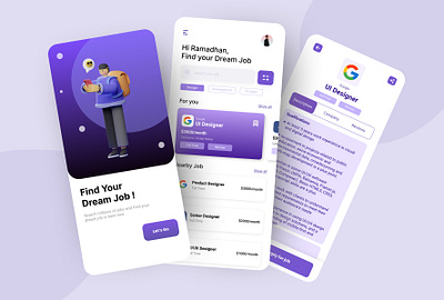 Job Finder Mobile App app clean app clean ui concept finder finder job illustration job job application job finder job finder app job listing jobs jobseeker mobile mobile app mobile design mobile ui search job